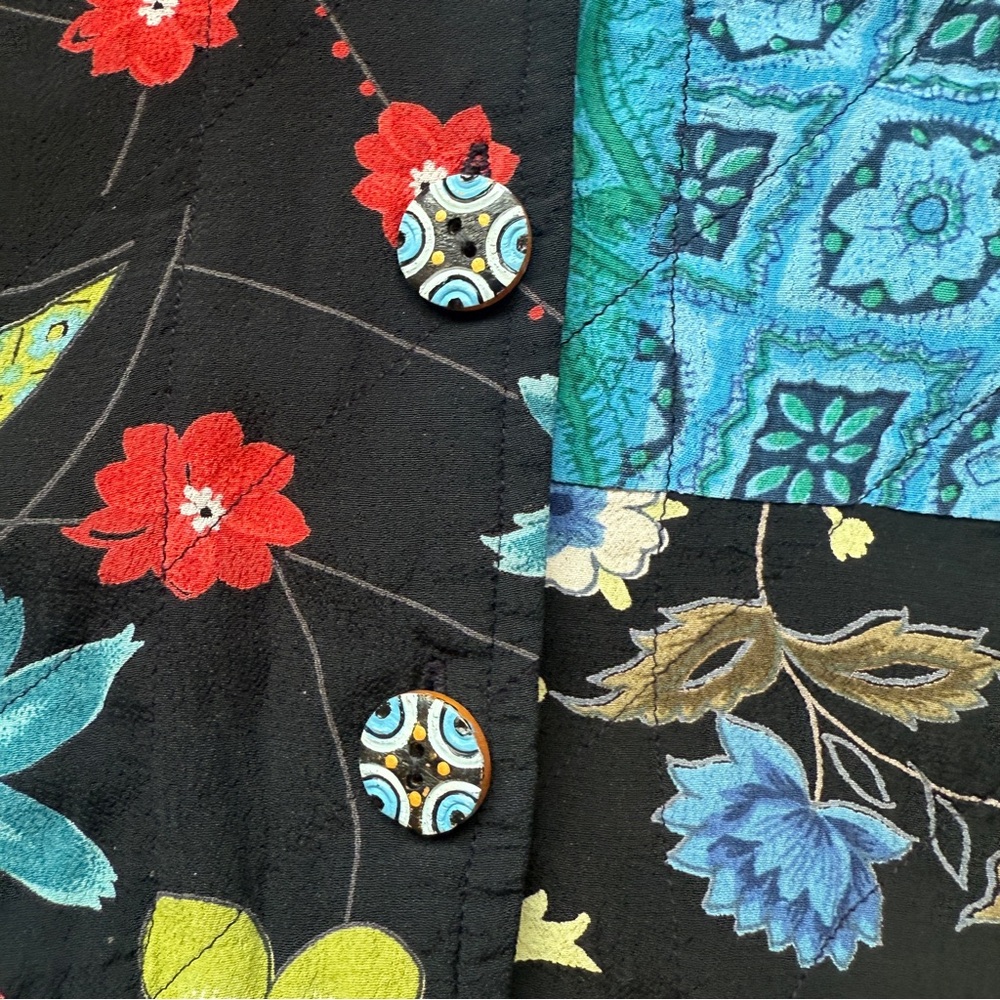 Vtg Casual Studio Patchwork Jacket Medium Wooden … - image 5